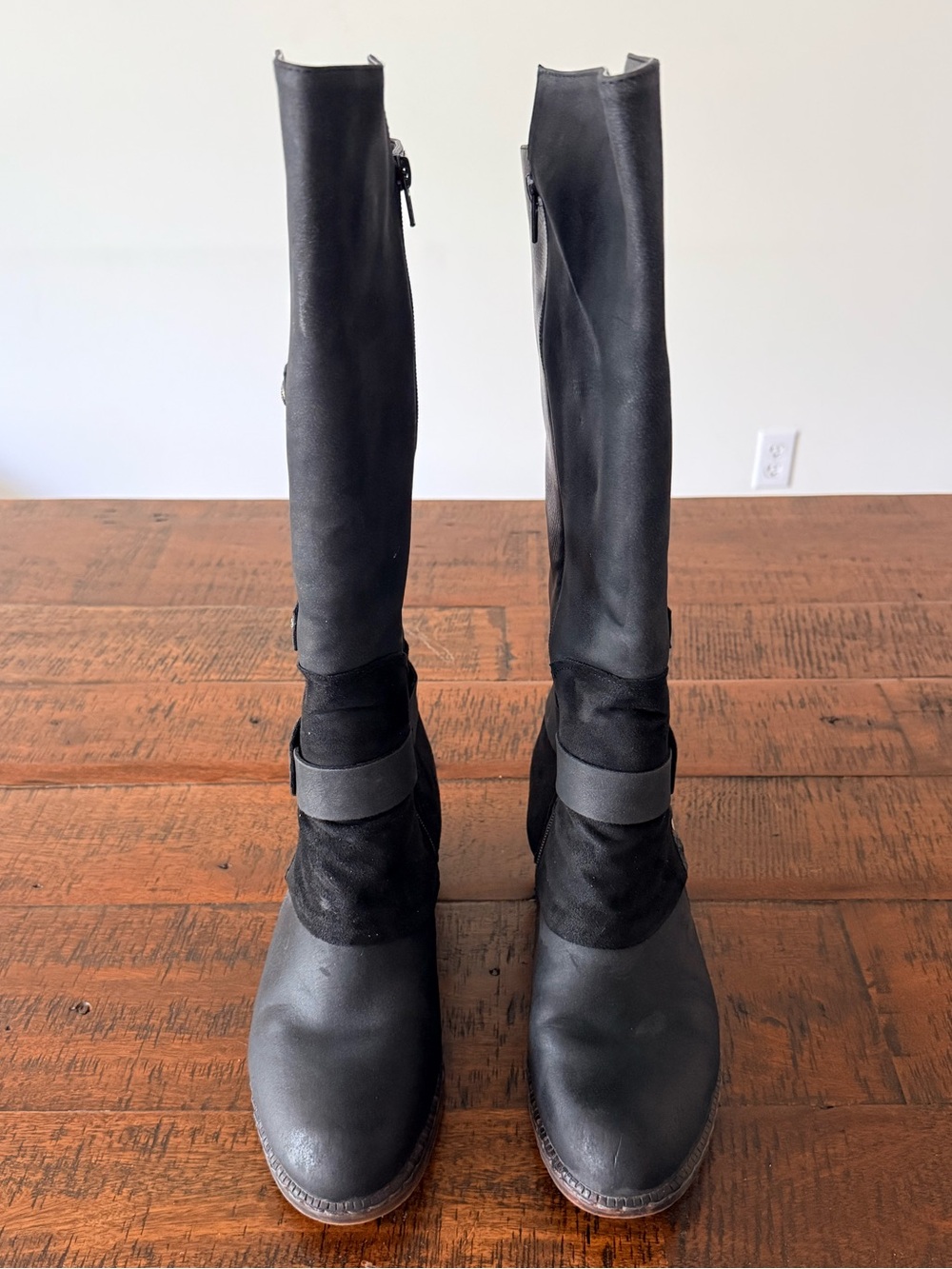 Rieker Black Over-the-Knee Zippered Leather Boots